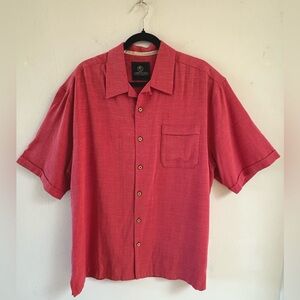 Jamaica Jaxx men’s short sleeve button down 100% silk shirt size large